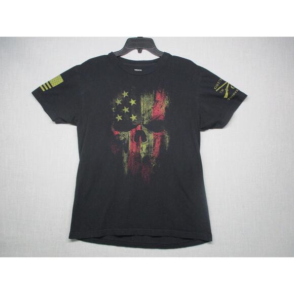 Grunt Style Other - Grunt Style Black Skull Patriotic Graphic Short Sleeve TShirt Men Size Medium
